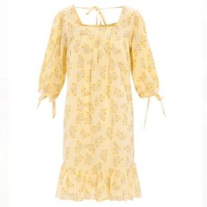 Ivy City Co Yellow Floral Cotton Peasant Dress